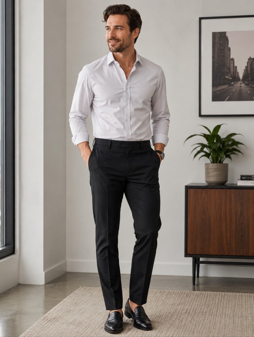 Express Men’s Classic Stretch Dress Pants — Black
